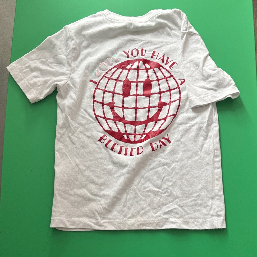 White Kids T-Shirt with Red Graphic
